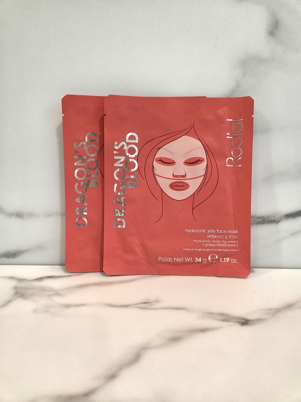 Rodial Dragon's Blood Hyaluronic Jelly Face Mask 1.19oz Each × 2 -NEW Retail $50